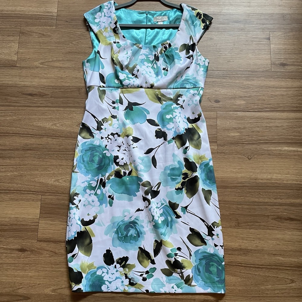 Women's Dress Barn Shift Dress Sundress  Stretch Knee Length  Sz 12 Blue